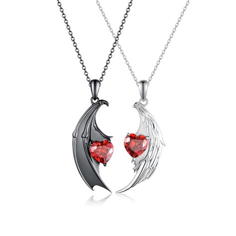 angel and devil necklace|devil heart necklace.